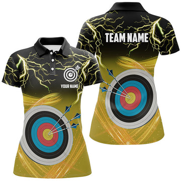 Custom Archery 3D Target Thunder Lightning Yellow Women's Polo Shirts S-5XL