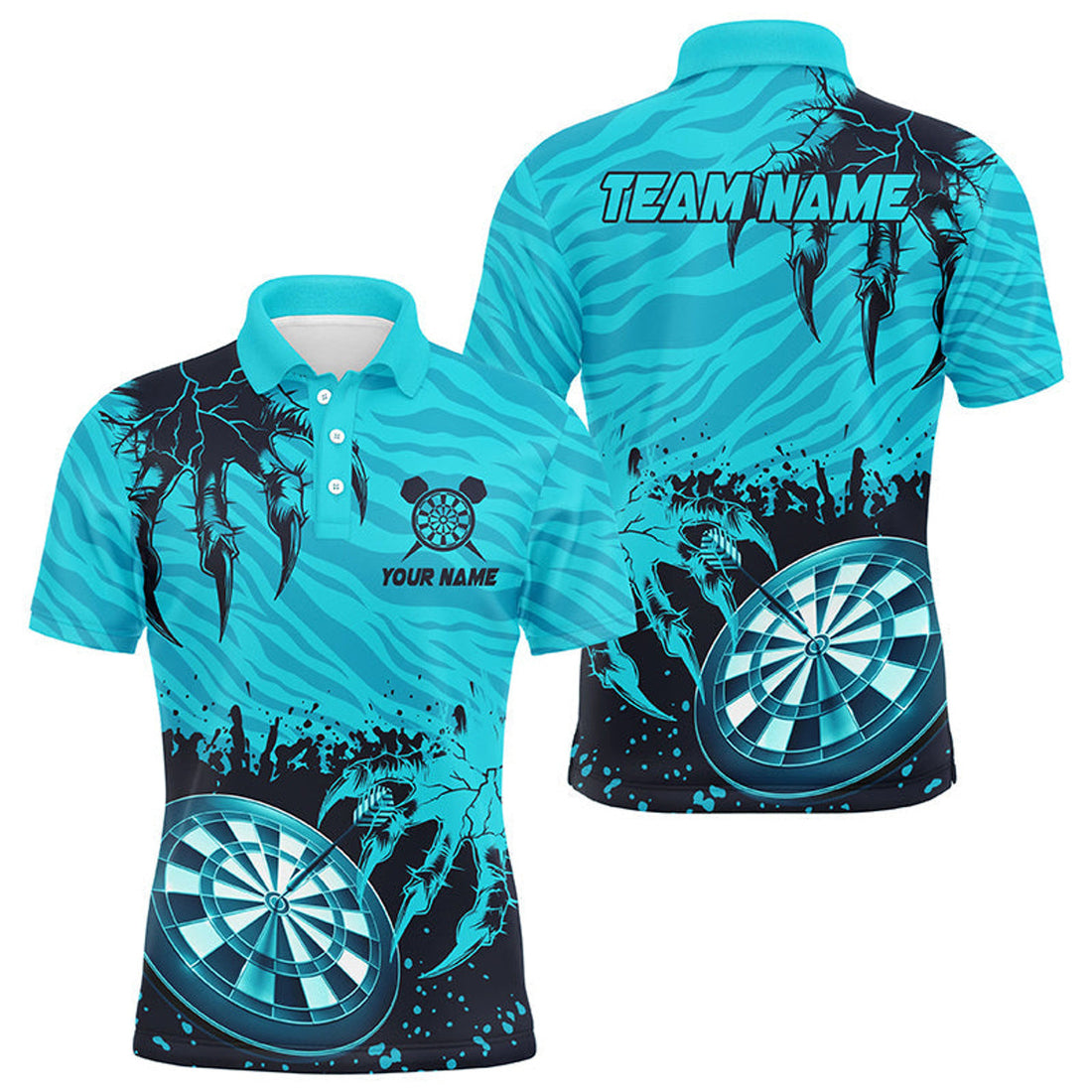 Funny Claw Dartboard Turquoise 3D Printed Men's Polo Shirt S-5XL