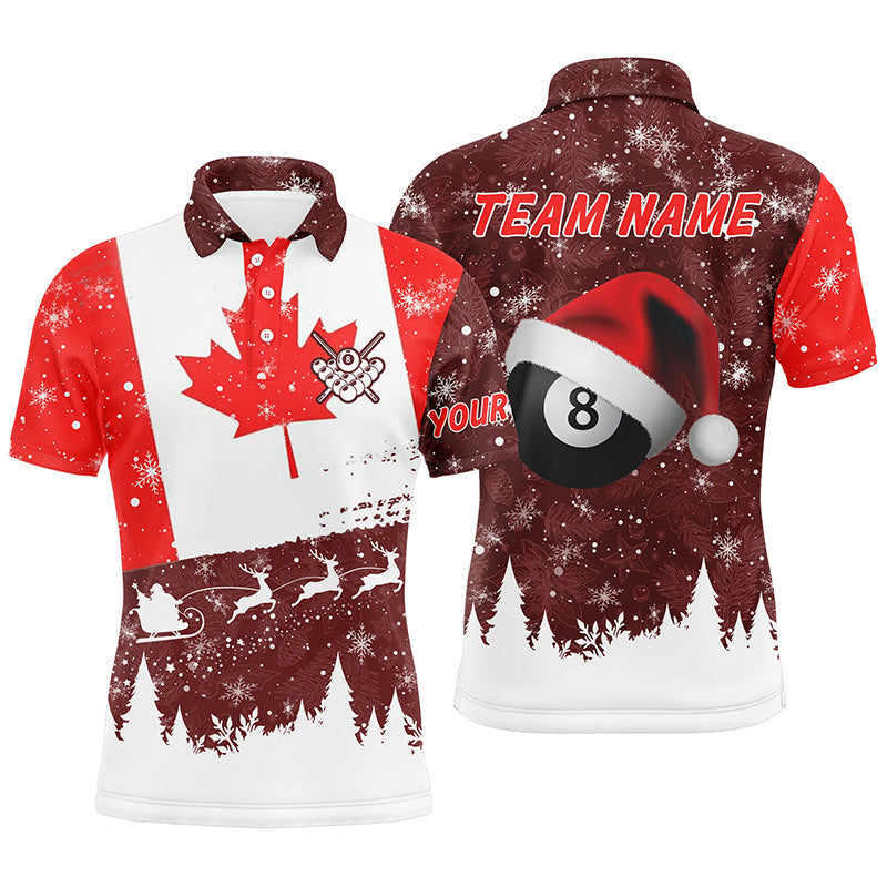 Funny Christmas Canadian Flag Billiard Shirt for Patriots Men's Polo Shirt S-5XL