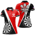 Custom Personalized Retro Darts Board Team Uniform Red Women's Polo Shirts S-5XL