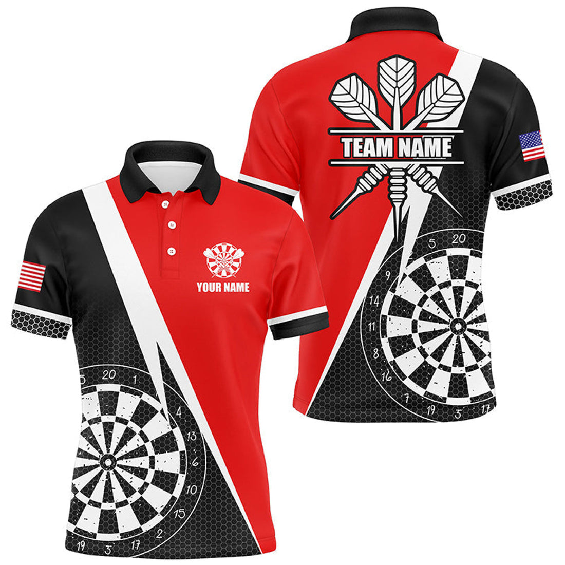 Personalized Retro Darts Board Custom Team Jersey Uniform Men's Polo Shirt S-5XL
