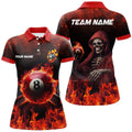 Custom Personalized 8 Ball Pool Fire Design Red Polo Shirt Women's Polo Shirts S-5XL
