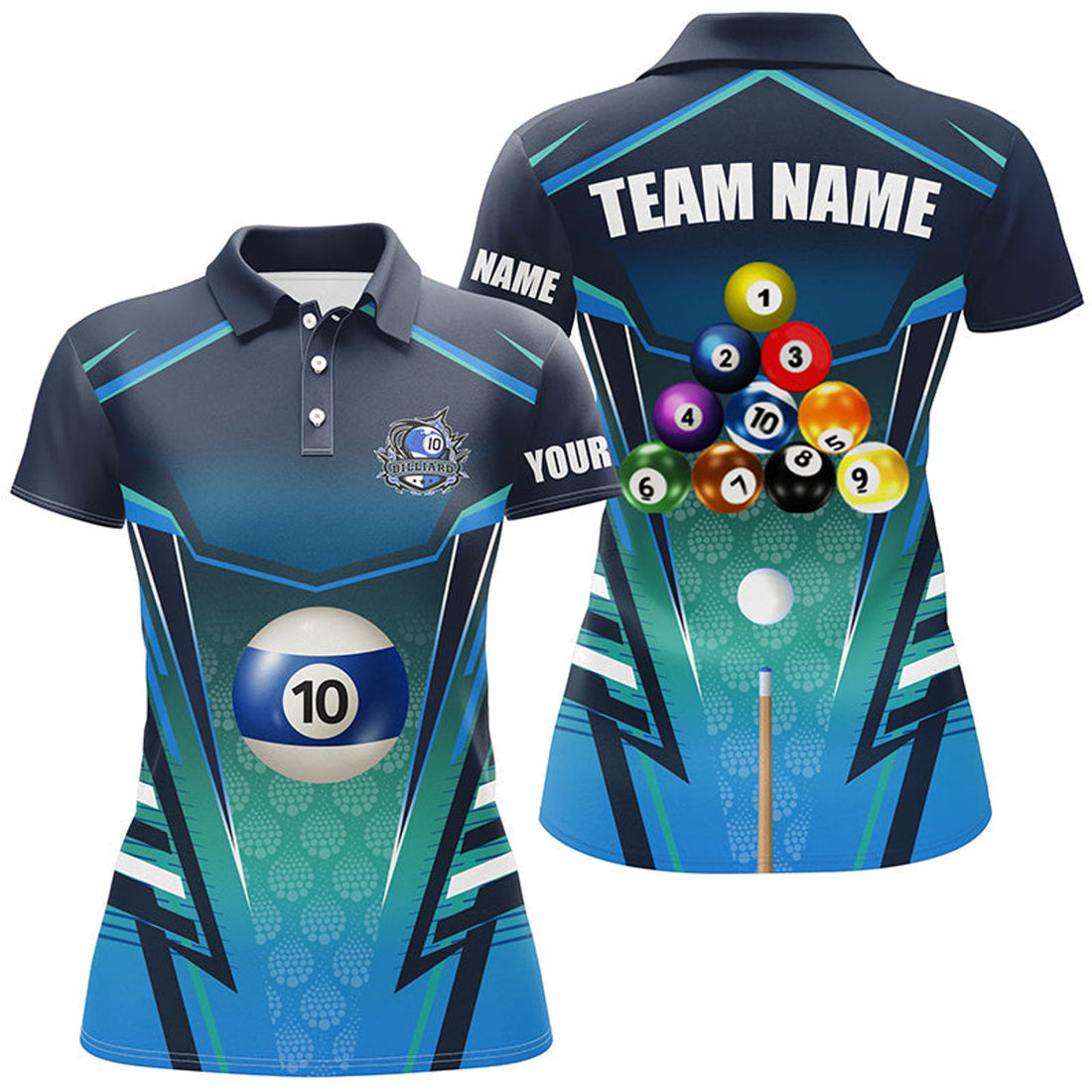 Custom 10 Ball Pool Billiard for Best Uniform Billiard Women's Polo Shirts S-5XL