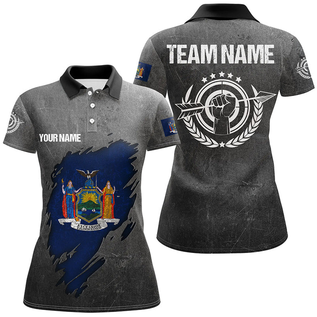 Custom Personalized Grunge New York Archery Women's Polo Shirts S-5XL