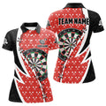 Custom Name Black Red Darts Board Shirt Team Attire Women's Polo Shirts S-5XL