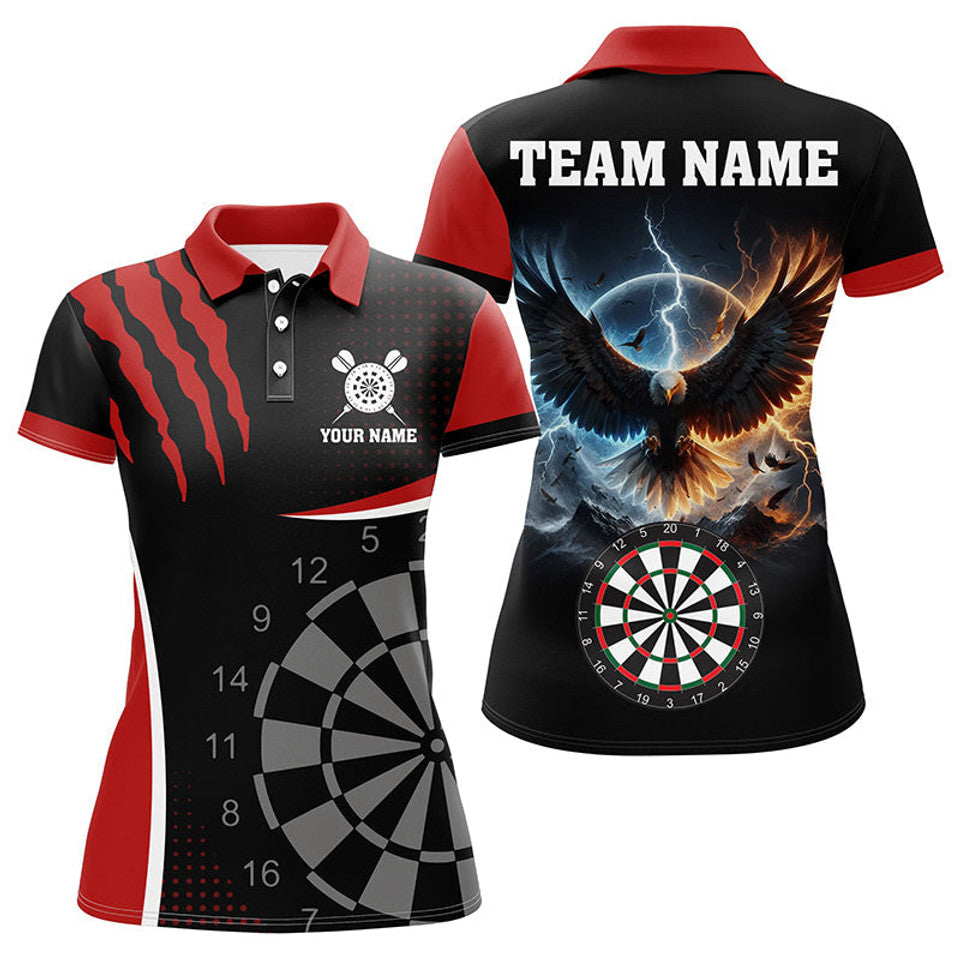 Custom Personalized 3D Eagle Thunder Lightning Dart Board Women's Polo Shirts S-5XL