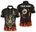 Personalized Billiard Skull 8 Ball Pool Fire Custom Shirt for Men Men's Polo Shirt