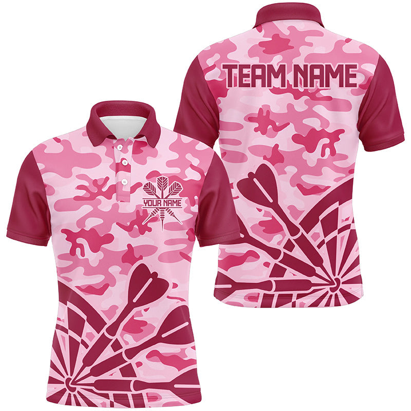 Personalized Pink Darts Shirt Custom Dart Men's Polo Shirt