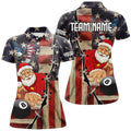Custom Funny Christmas Santa Billiard US Flag Patriotic Women's Polo Shirts S-5XL