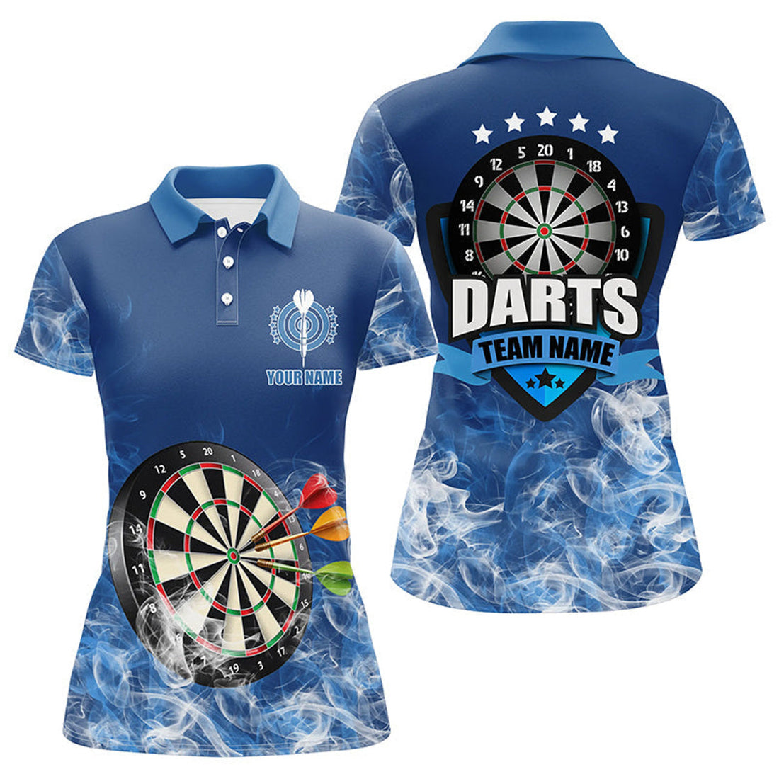 Custom Personalized Dartboard Smoke Design Polo with Team Women's Polo Shirts S-5XL