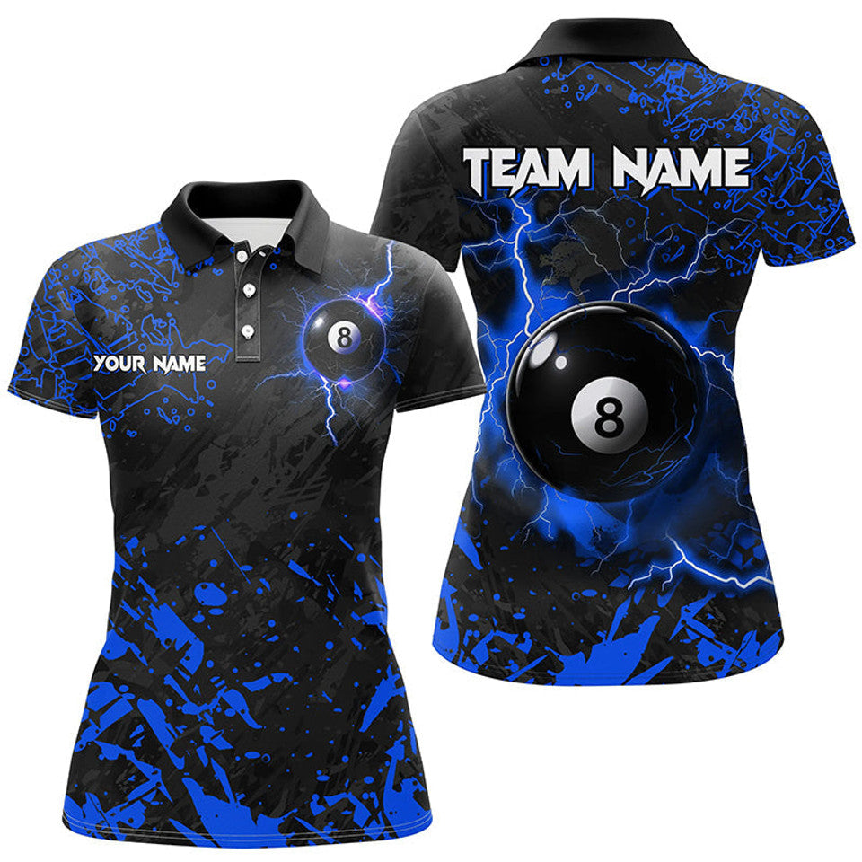 Custom Grunge 8 Ball Pool Lightning Team Billiards Shirt Women's Polo Shirts S-5XL