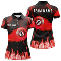 Custom Red 8 Ball Flame Lightning Billiard Pool Team Shirts Women's Polo Shirts S-5XL