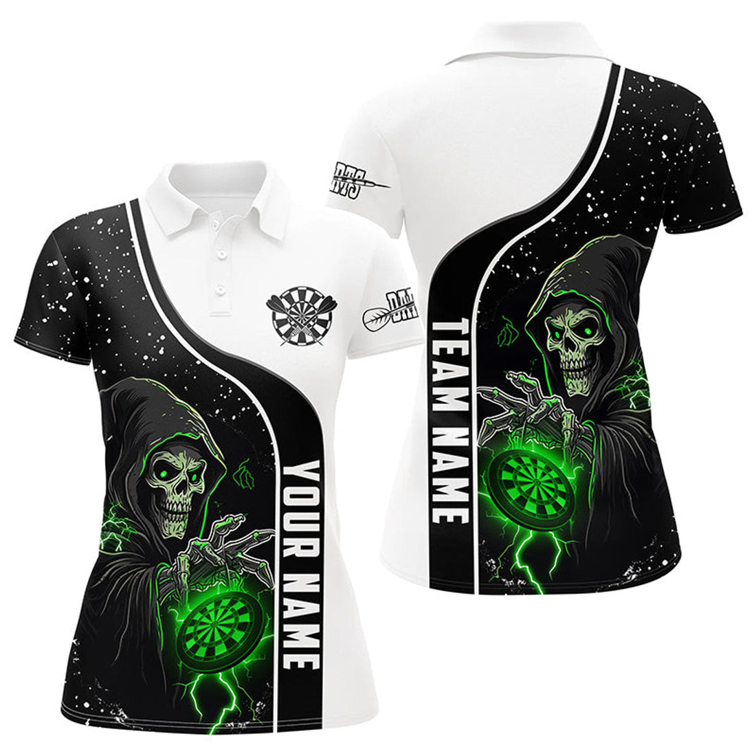Custom Personalized Dart Skull Grunge Darts for Team Darts Women's Polo Shirts S-5XL