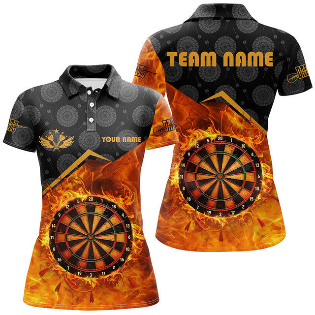 Custom Personalized Darts Fire Flame 3D Printed Darts Women's Polo Shirts S-5XL