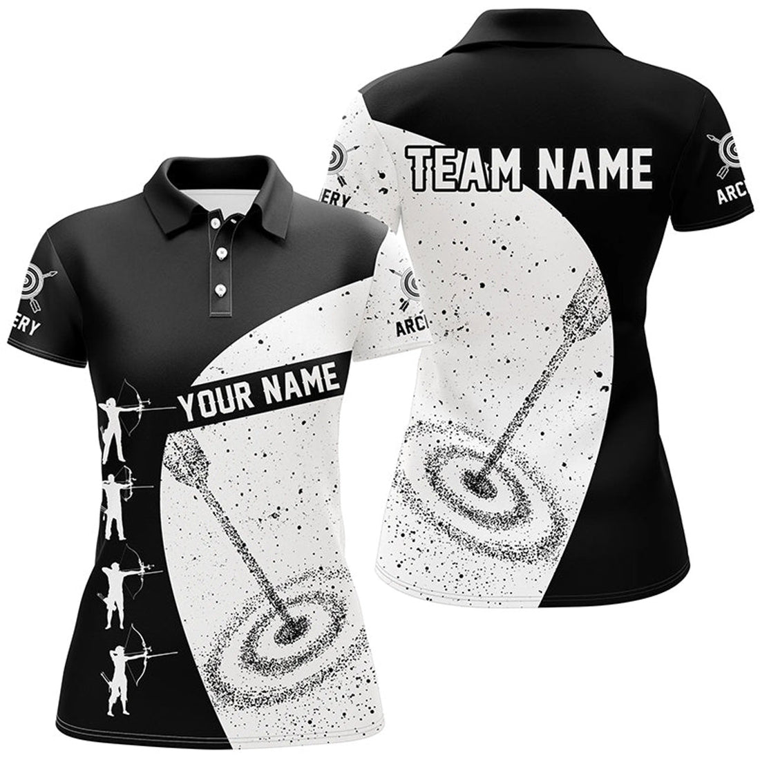 Custom Archery Silhouettes Grunge Style 3D Target Ideas Women's Polo Shirts S-5XL