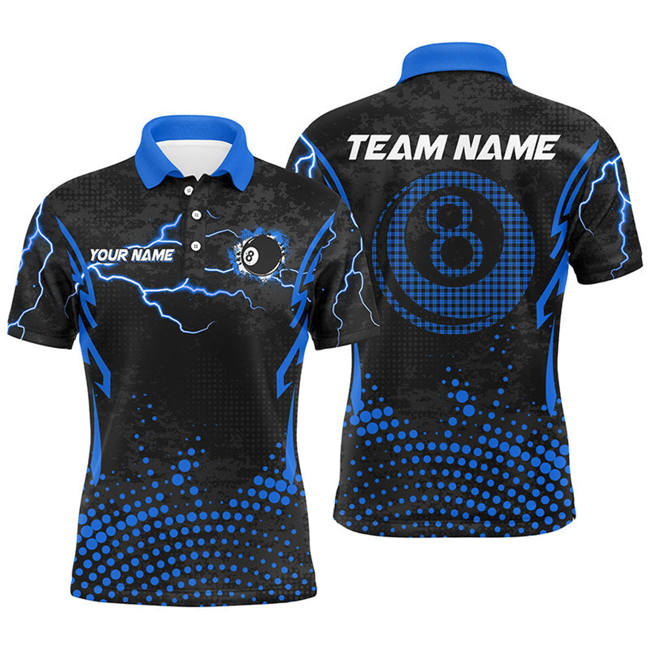 Custom Blue 8 Ball 3D Billiard Polo Shirt Personalized Apparel Men's Polo Shirt S-5XL