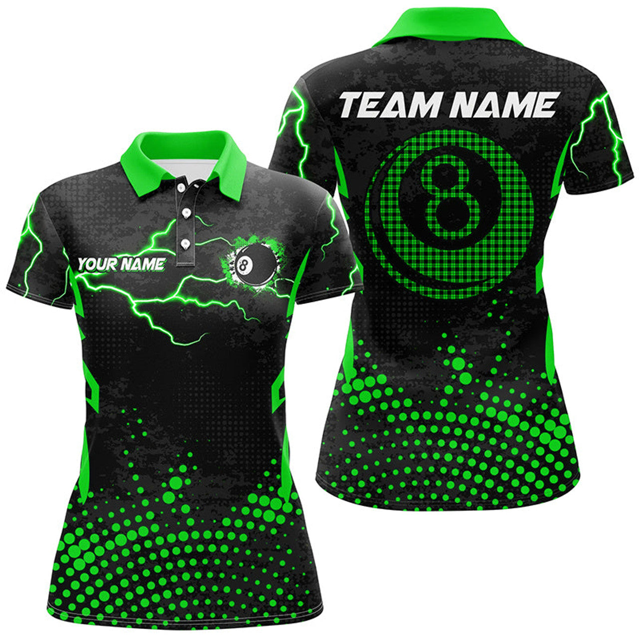 Custom Personalized 8 Ball Billiard Apparel Clothing Women's Polo Shirts S-5XL