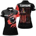 Customized Grunge American Flag 8 Ball Pool Women's Polo Shirts S-5XL