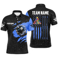 Customized Grunge American Flag 8 Ball Pool Billiard Men's Polo Shirt S-5XL