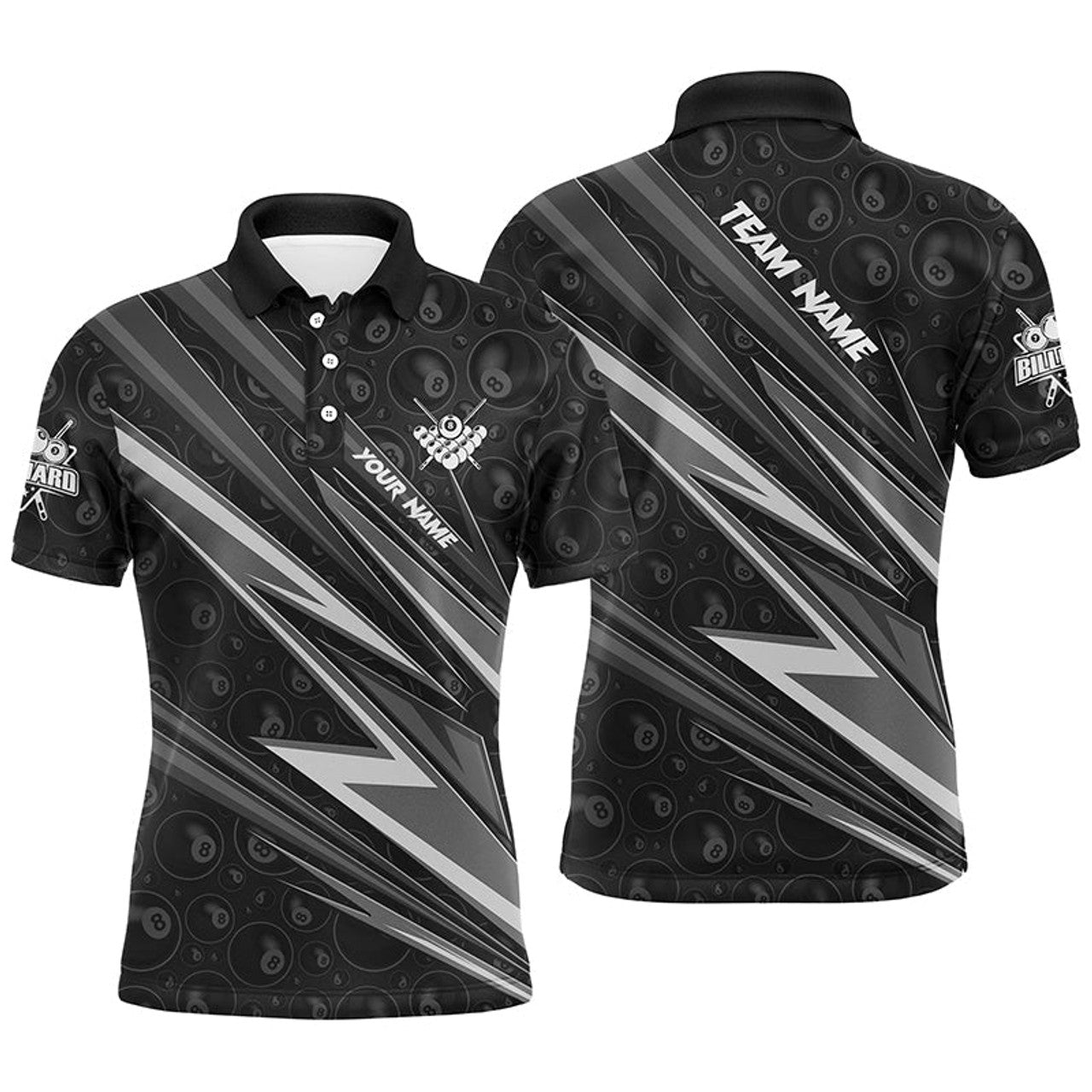 Personalized Name Billiard Jersey Custom Pool Team Men's Polo Shirt S-5XL
