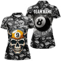 Custom Funny Skull Billiard 8 Ball 9 Ball Shirts for Women Women's Polo Shirts S-5XL