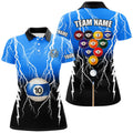 Custom 10 Ball Pool Black Blue Women's Polo Shirts S-5XL