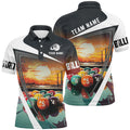 Funny Colorful Billiard Balls Sunset Painting Unique Men's Polo Shirt S-5XL