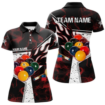 Custom Personalized Red Smoke Billiard 3D Pool Player Women's Polo Shirts S-5XL