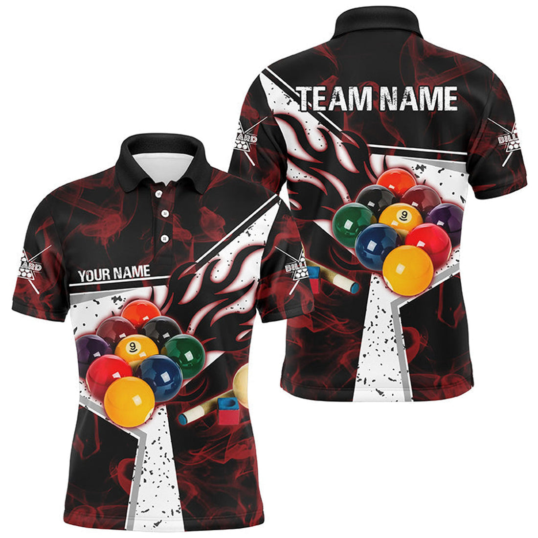 Personalized Red Smoke Billiard Polo Shirt Men's Polo Shirt S-5XL