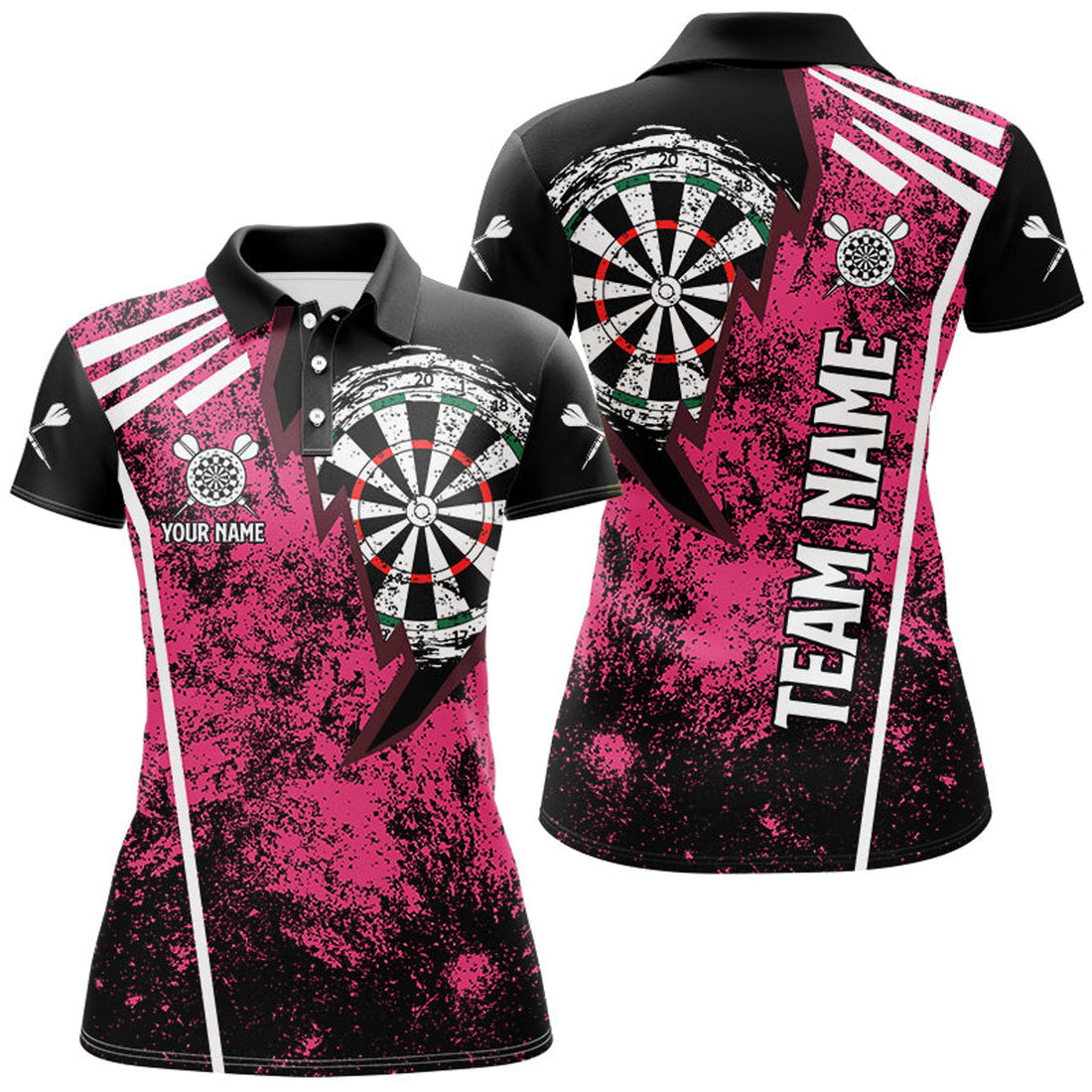 Custom Grunge Retro Darts Team Design Unique Style WomenÃ¢â‚¬â„¢s Polo Shirts S-5XL