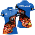 Custom Billiard Flame 3D Blue Pool Design for Players Women's Polo Shirts S-5XL