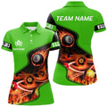 Custom Flame Billiard Balls Green Pool Design Women's Polo Shirts S-5XL