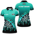 Custom Name Turquoise Darts Flame Shirt for Team Women's Polo Shirts S-5XL
