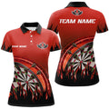 Custom Red Darts Flame Team League Women's Polo Shirts S-5XL