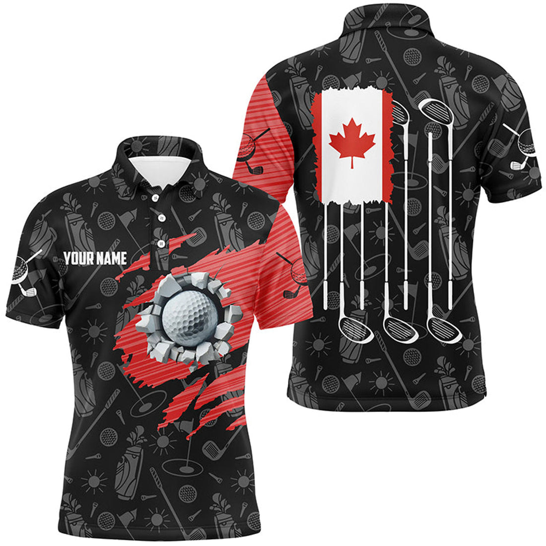 Custom Retro Canada Flag Crack Golf Shirt Patriotic Men's Polo Shirt S-5XL
