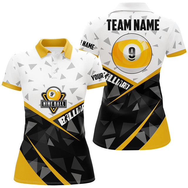 Custom 3D 9 Ball Pool Billiard Team League Women's Polo Shirts S-5XL
