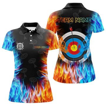 Custom Personalized Printed Archery Target Fire Water For Women Polo Shirts S-5XL