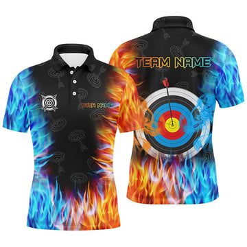 Personalized Archery Target Fire and Water Men's Polo Shirt S-5XL