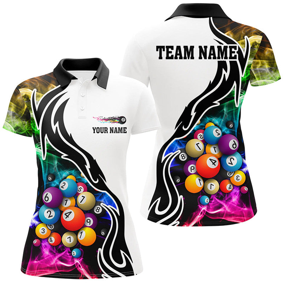 Custom Name Billiard Multicolor 3D All Over Print For Women's Polo Shirts S-5XL