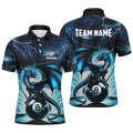 Blue Lightning Thunder Dragon 8 Ball Pool Custom Billiard Men's Polo Shirt S-5XL