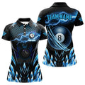 Custom Blue Icy Lightning Billiard 8 Ball Team Polo Women's Polo Shirts S-5XL