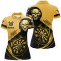 Custom Darts Shirts Personalized Skull Dartboard Yellow Women's Polo Shirts S-5XL