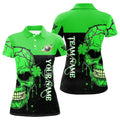 Custom St Patrick's Day Green Billiard Skull Luckiest Women's Polo Shirts S-5XL