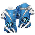 Personalized Lightning Blue 8 Ball Pool Custom Billiard Team Men's Polo Shirt S-5XL