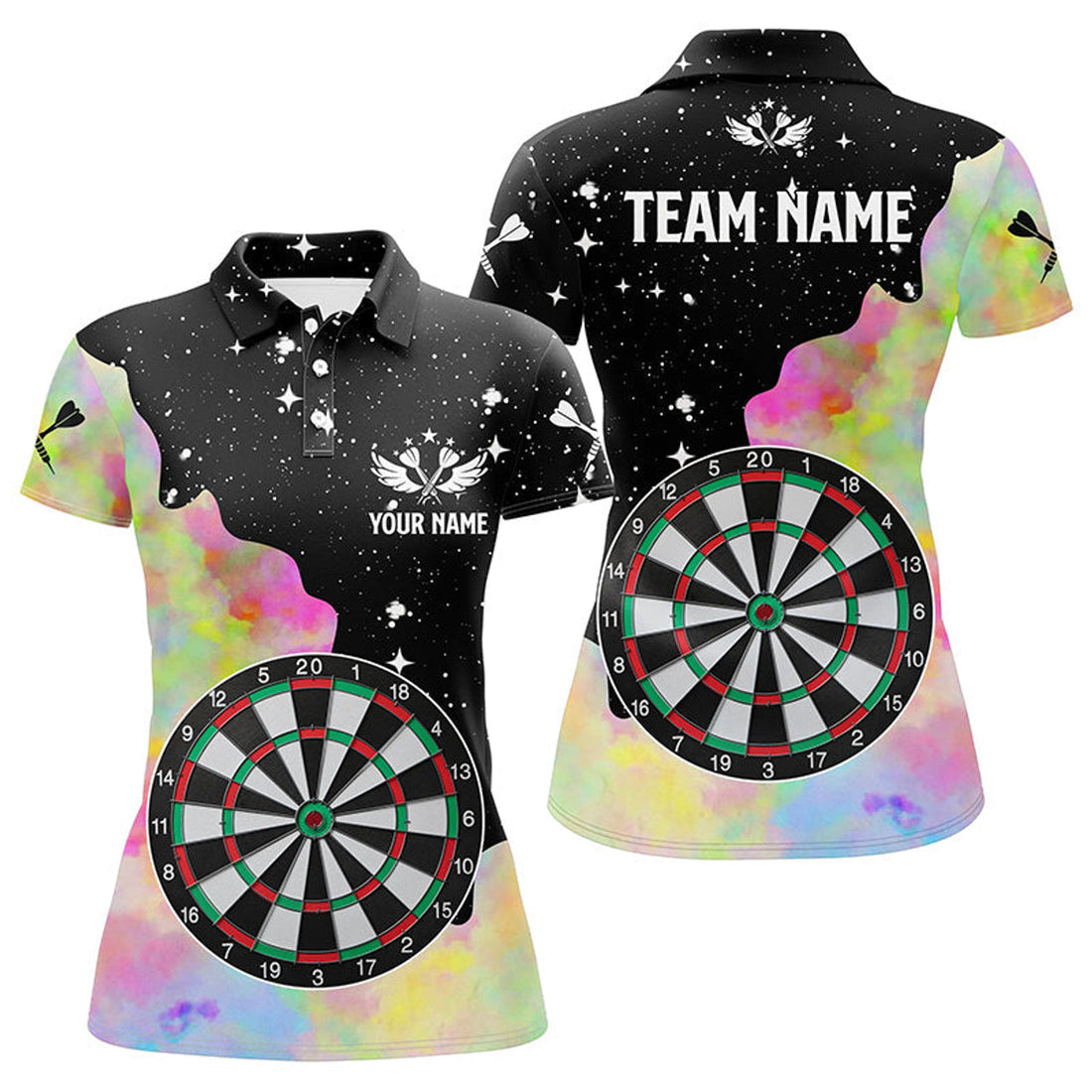Custom Darts Team Grunge Style Colorful Design Women's Polo Shirts S-5XL