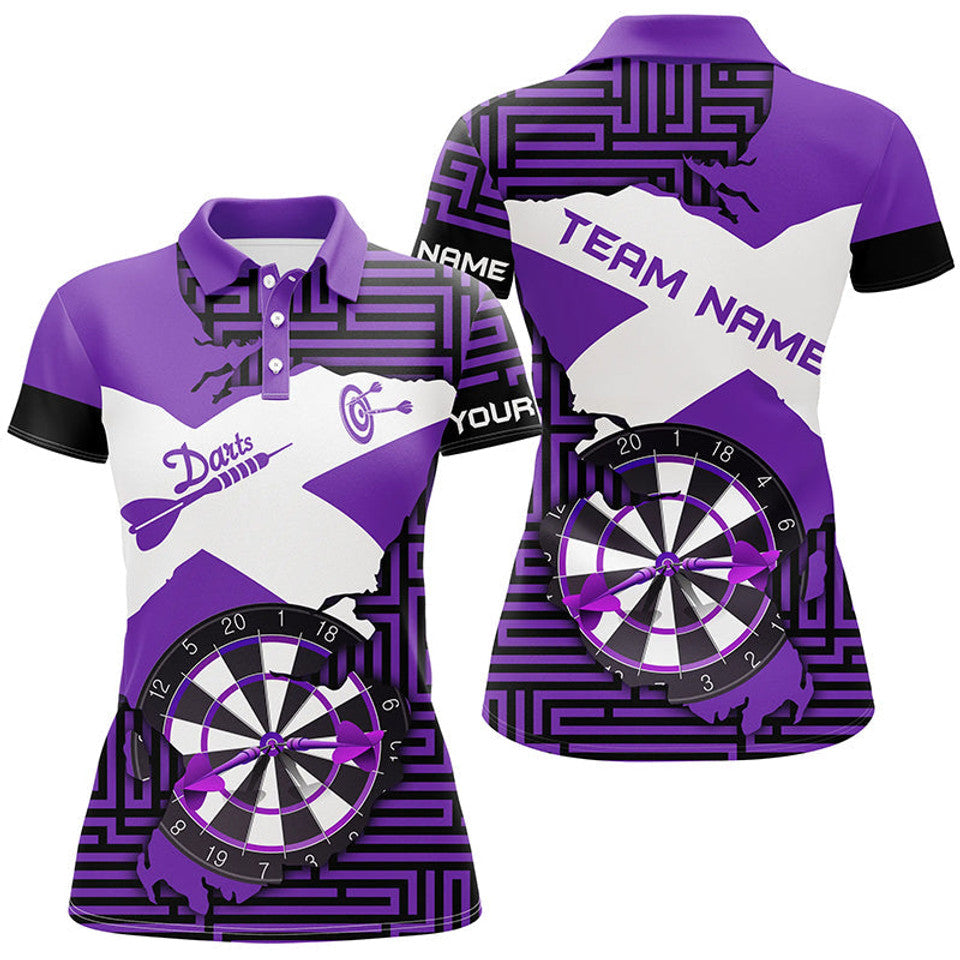 Custom Funny Purple Crack Darts Board Design Darts Team WomenÃ¢â‚¬â„¢s Polo Shirts S-5XL