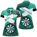 Custom Name Turquoise Darts Polo with Crack Board Women's Polo Shirts S-5XL