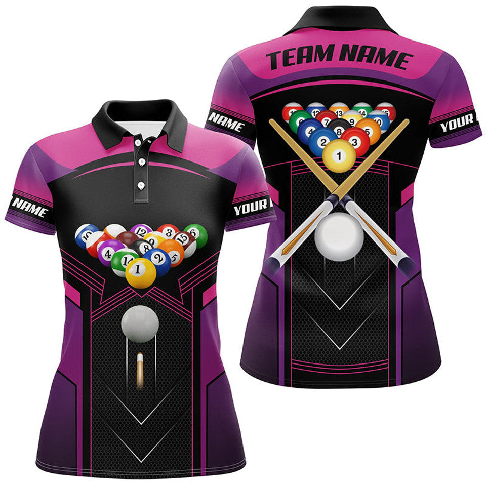 Custom Name Billiard Team Shirt for Pool Player Women's Polo Shirts S-5XL
