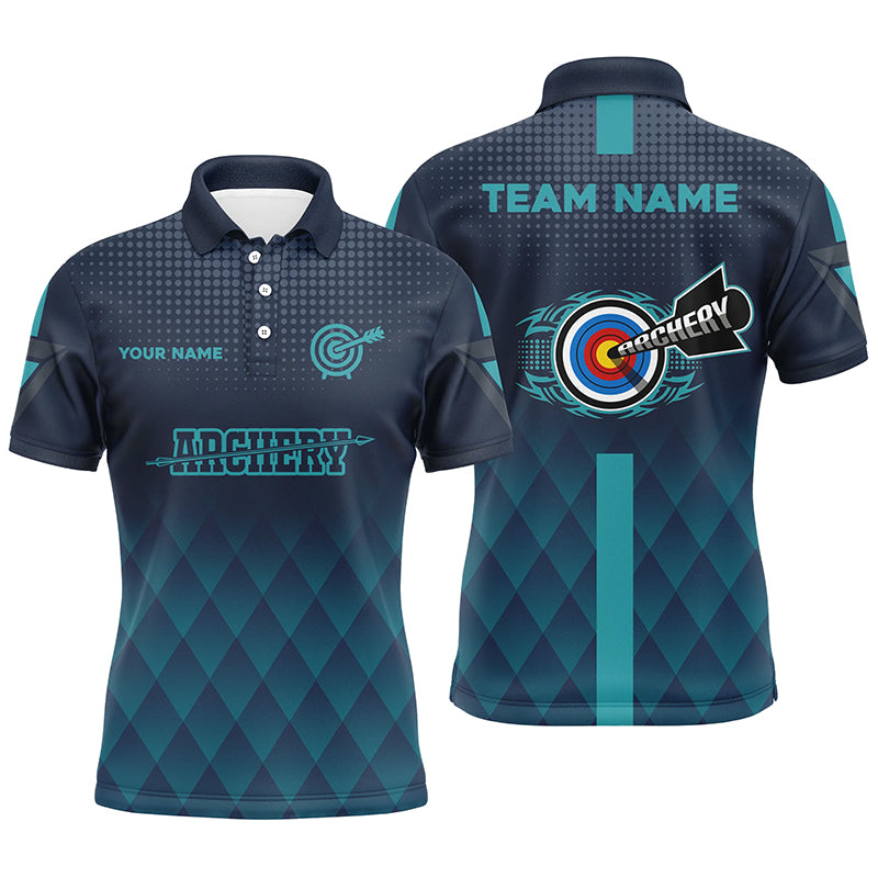 Personalized Blue Gradient Archery 3D Target Shirt Custom S-5XL Men's Polo Shirt