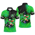 Custom Name Thunder Lightning Billiard Balls Green Men's Polo Shirt S-5XL